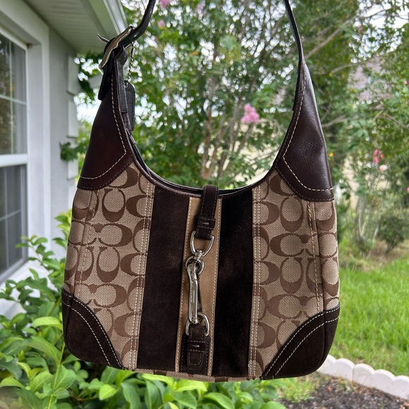 Coach Brown and Tan Shoulder Bag with Signature Monogram 8k10 - Picture 1 of 8